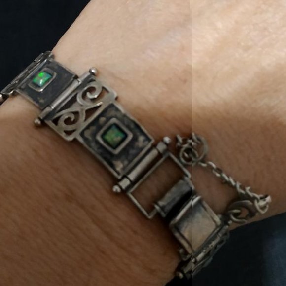 925 Sterling Silver Vintage Mediterranean bracelet with opalite. - Picture 4 of 5